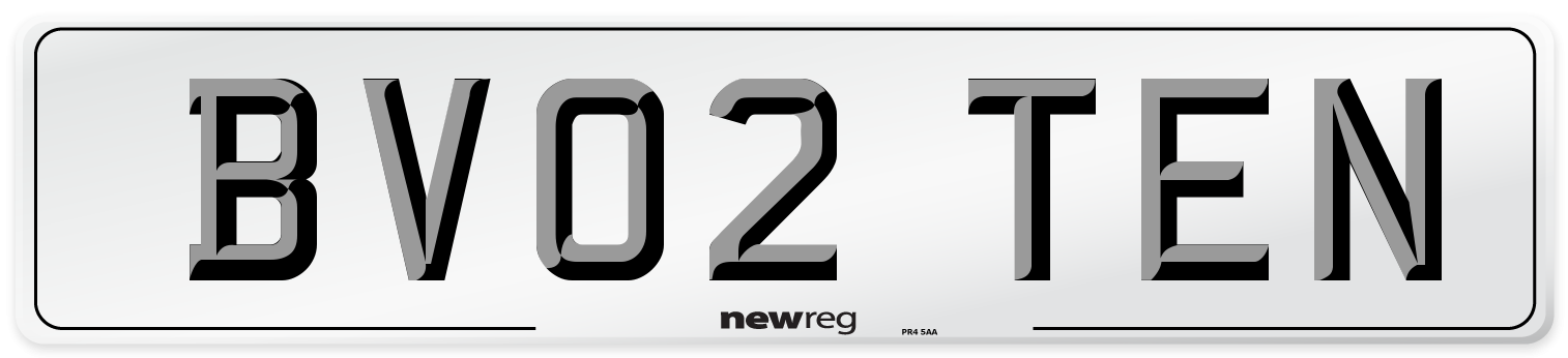 BV02 TEN Number Plate from New Reg